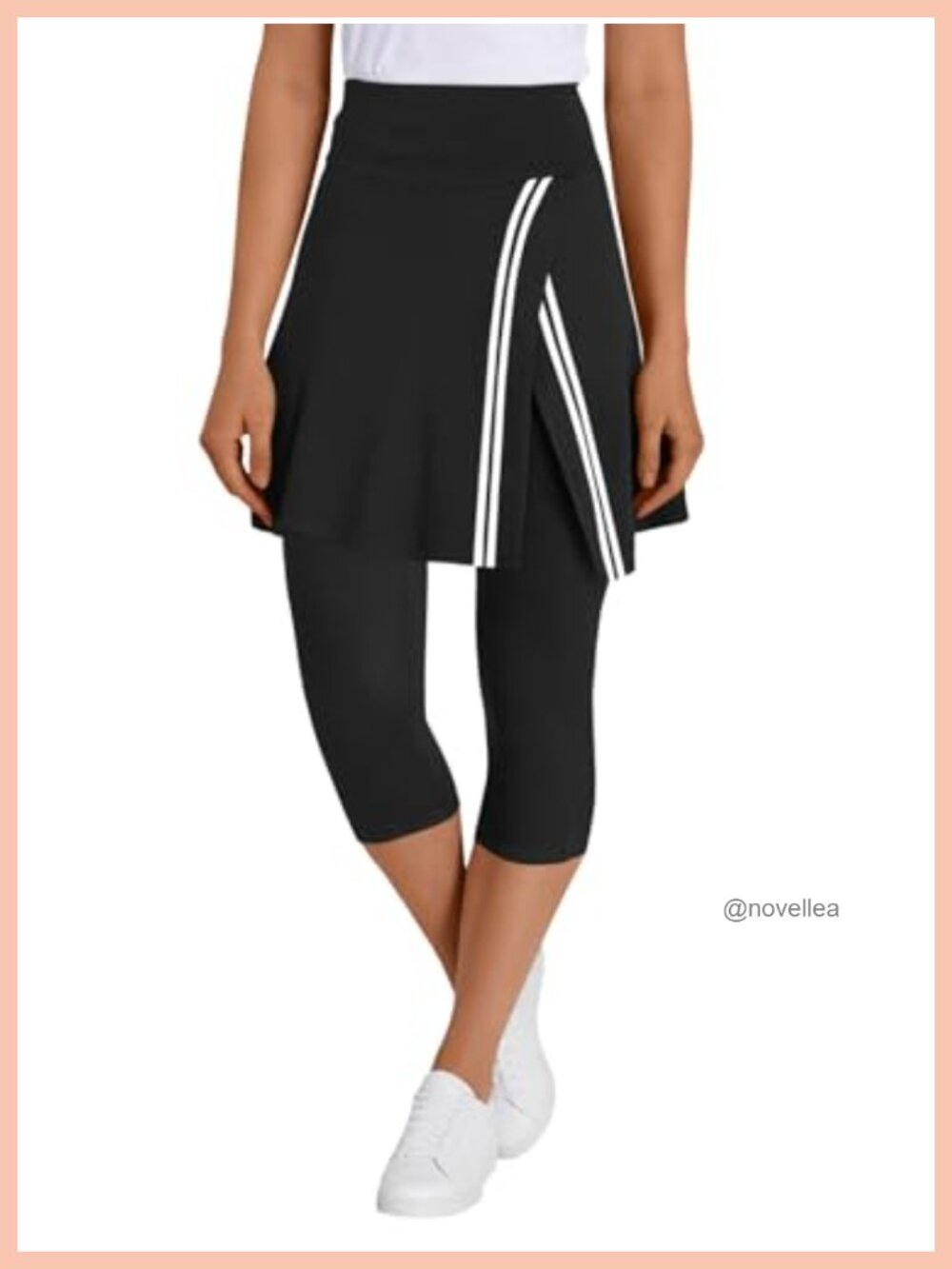 Women Skirted Leggings Contrast Wrap Athletic Skort Capri Golf Pickleball